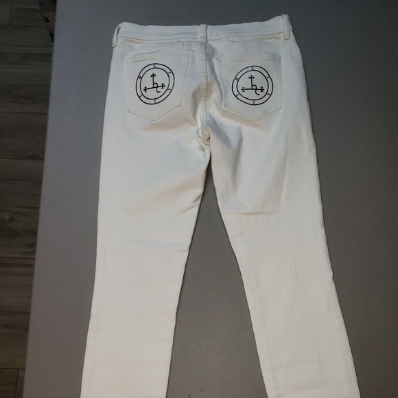 Lilith Custom Handmade White J Crew Women's jeans sz 26/28 skinny Killstar Vibes - Picture 5 of 6